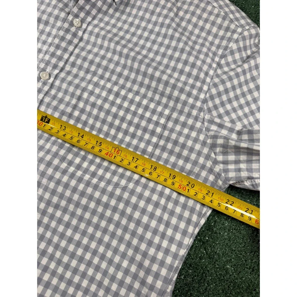 J. Crew Button Down Shirt Mens M Grey Good Classic Fit Gingham Cotton LS